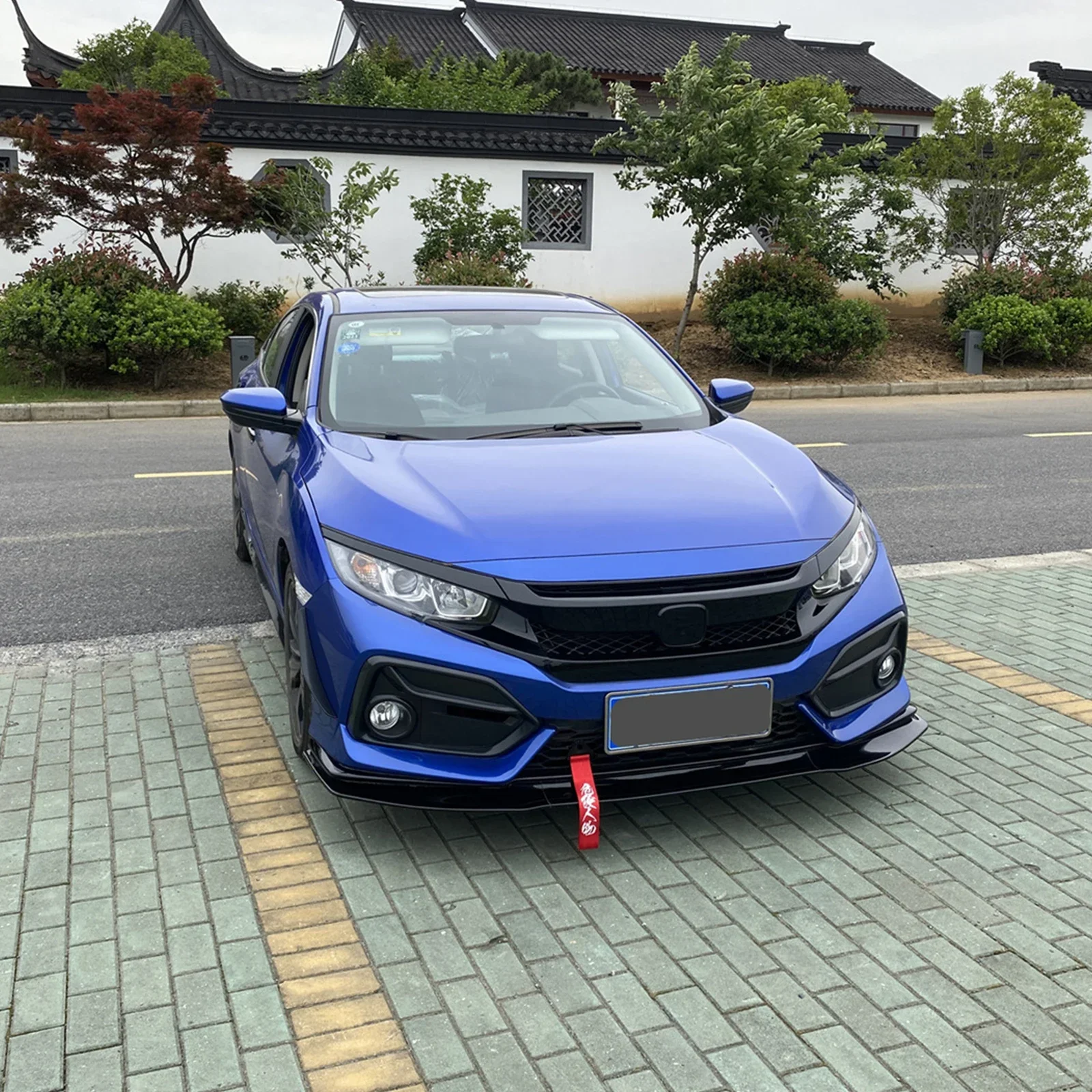Gloss Black RS Style Front Bumper Lip Splitter For 2017-2021 Civic Si & Hatchback 11 thumbnail image