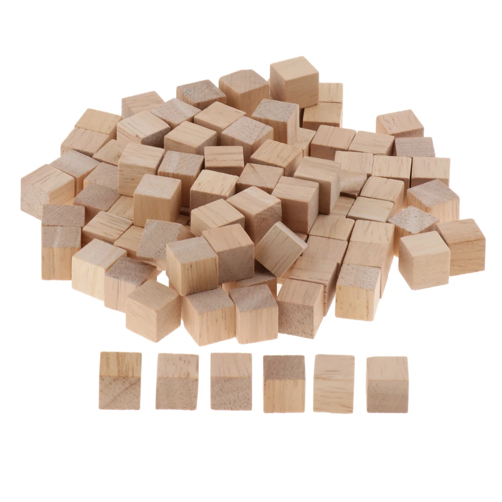 Cubetti di legno vuoti da 1 cm Blocchi di legno incompiuti per bambini Baby 