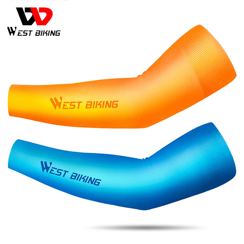 

WEST BIKING Summer Cool Arm Sleeves Gradient Color Fitness Fishing Sunscreen Sleeve Quick Dry Elastic Ice Silk Cycling Equipment