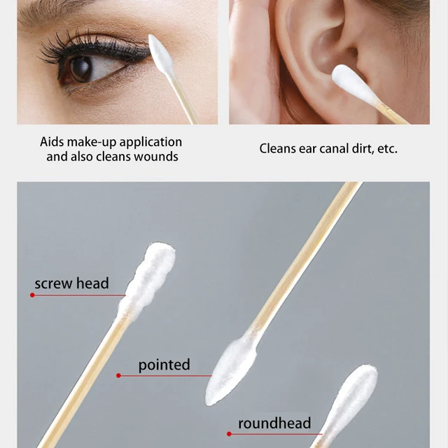 Hisopo de algodón de doble cabeza para mujer, herramientas para el cuidado de la salud, maquillaje, punta de madera, tornillo, palos, nariz, orejas, 500 piezas - Imagen 4