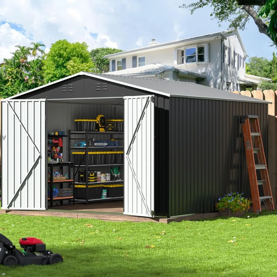 Metal Outdoor Storage Shed with Lockable Doors