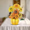1009PCS Sunflower Building Blocks Flower Bouquet Vase Model Bricks Set Idea Home Decoration Kids Educational Toys Holiday Gifts 2