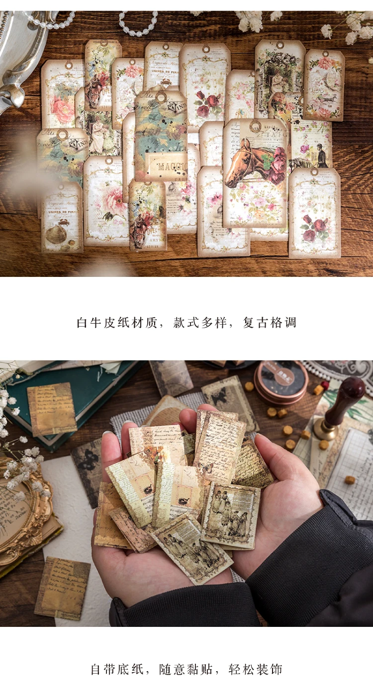 30 teile/paket Dekor Sammelalbum Vintage Aufkleber Materialien Papier Combo Kit DIY Junk Journal Collage Fotoalbum Retro Aufkleber – Detail 10
