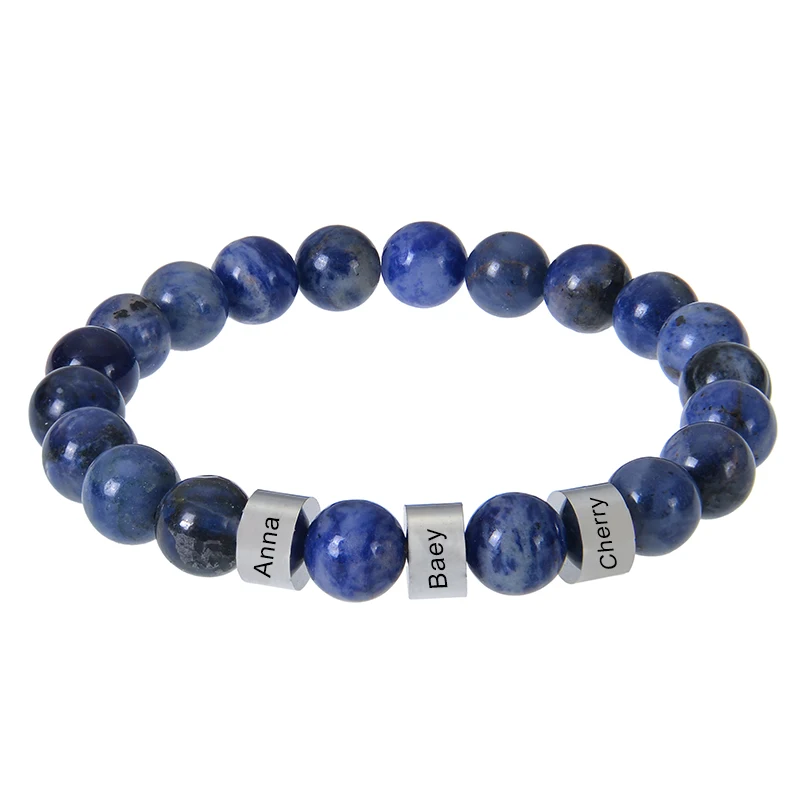 Braccialetti personalizzati con nome inciso con perline in acciaio inossidabile Braccialetti personalizzati con pietra occhio di tigre Regali per uomini Regalo per la festa del papà  36