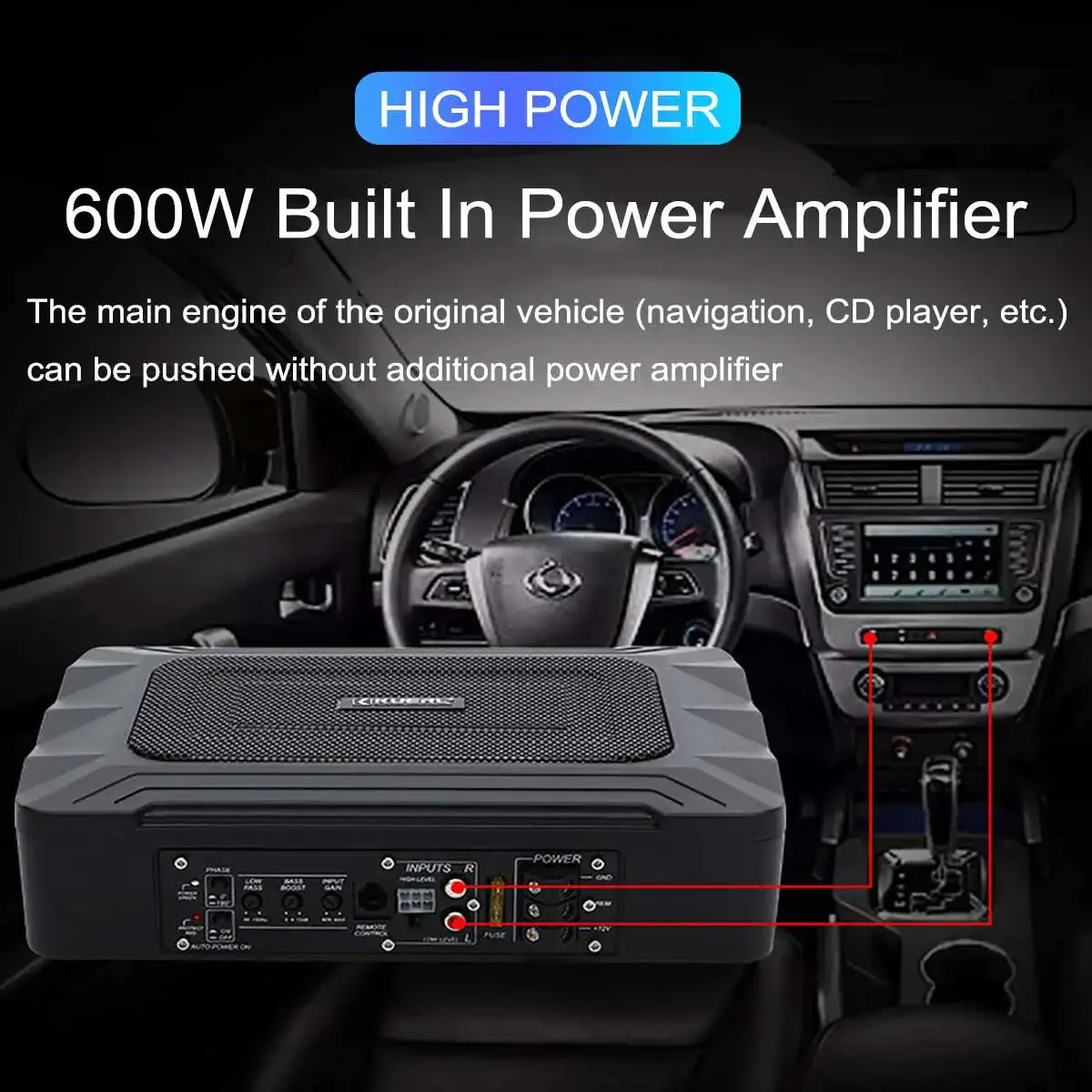600W Car Audio Amplifier Ultra thin Powerful Bass Subwoofer Home Power Amplifier Professional Car Speakers Body Kit