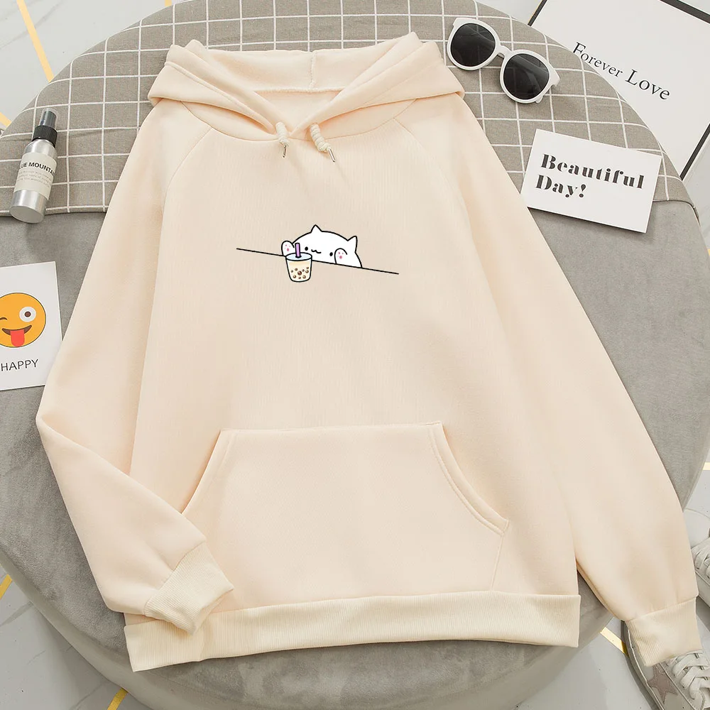 Bubble Tea Hoodie Printed Casual Pullovers Vintage Cartoon Female Cute  Clothes Women Hoodies Kawaii Cat Oversized Sweatshirts - AliExpress