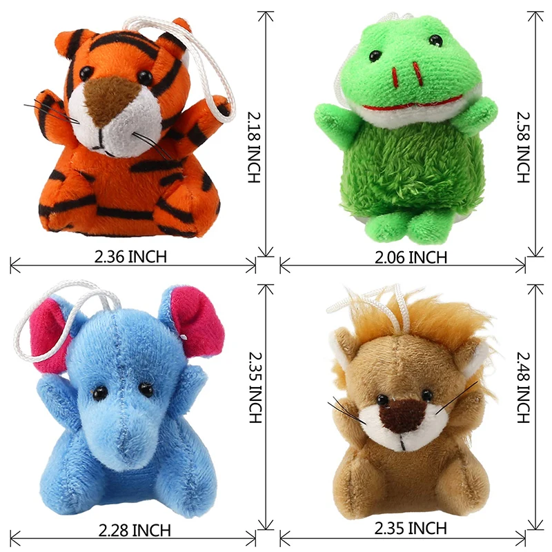 24 Pack Mini Animal Plush Toy Assortment Animals Keychain
