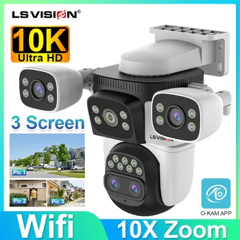 Caméra de Surveillance extérieure 20mp 3 écrans Wifi 10X Zoom PTZ suivi automatique Audio bidirectionnel