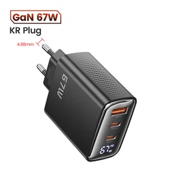 Toocki 67W GaN Charger with Digital Display and Fast Charging USB - C Port - KR Black