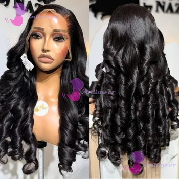 Loose Wavy Glueless #1 Jet Black 13x6/360 Full Lace Wigs Glueless Pre Plucked Bleached Knots Brazilian 5x5 Silk Top Closure Wigs