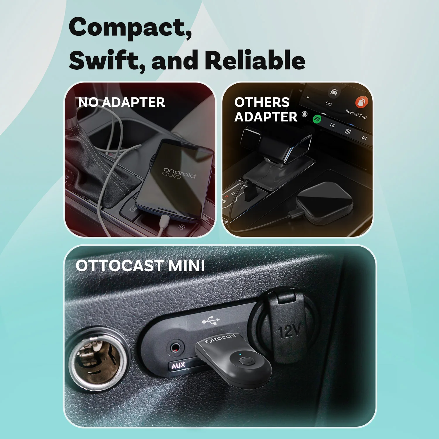 Ottocast MINI 2 ワイヤレスアダプター ワイヤレス CarPlay Android 自動アダプター Ottocast Mini 2 in