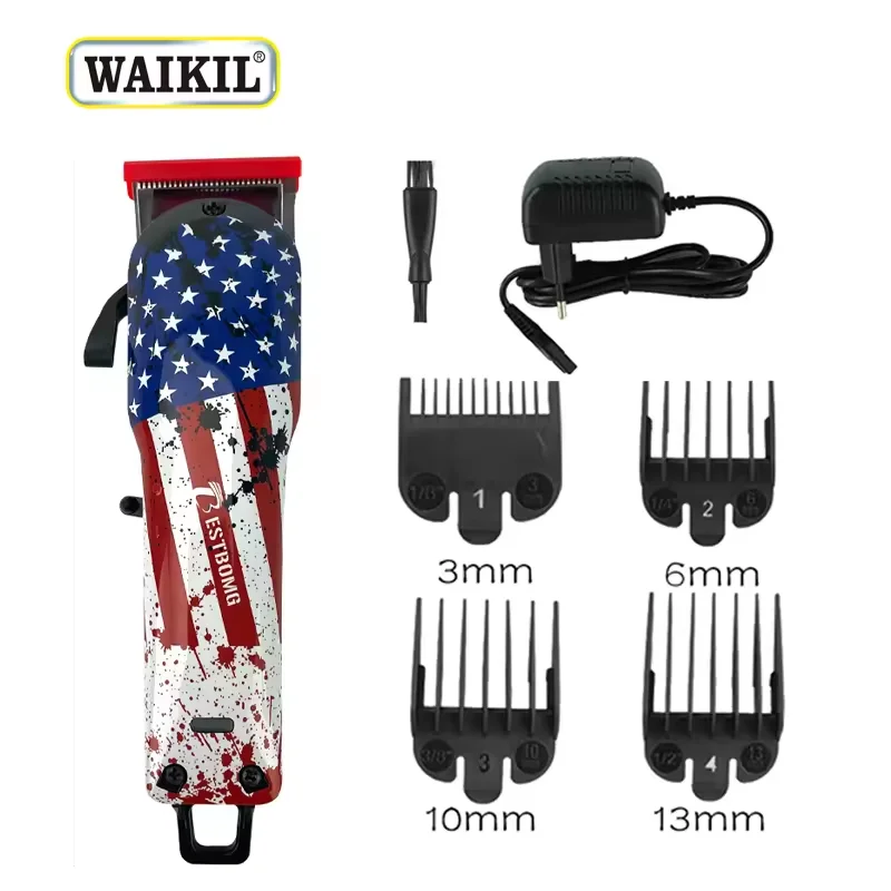 

WAIKIL New Men's Oil Head Push Cutting Graffiti Barber USA Charging Professional Cordless Electric Trimmer Hair clipper