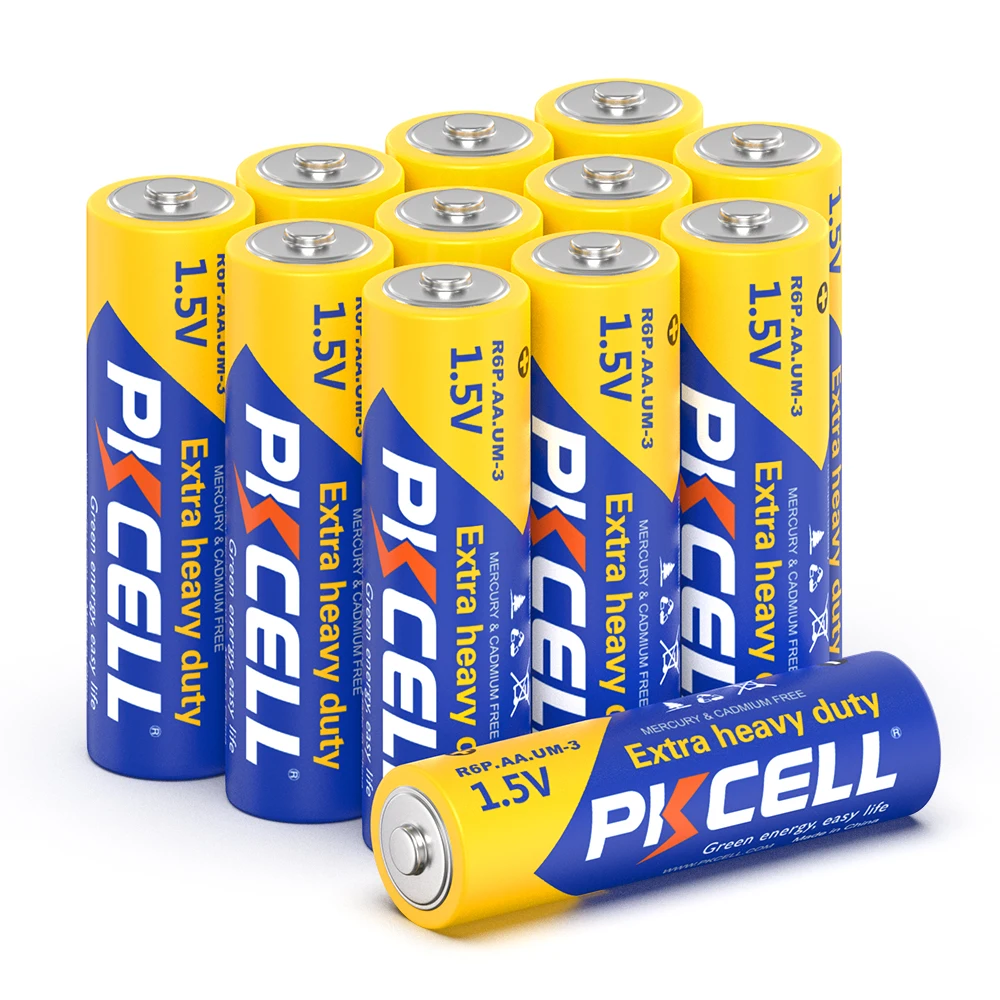 PKCELL 12Packs R6P Zinc Carbon Battery AA Batteries R6P EN91 PC1500 Carbon-Zinc Cell For Remote Controls Toys Camera