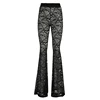 Darlingaga Fashion Black Skinny Lace Trousers Full Length Solid Transparent Sexy Party Thin Flared Pants Vintage Elegant Bottoms 5