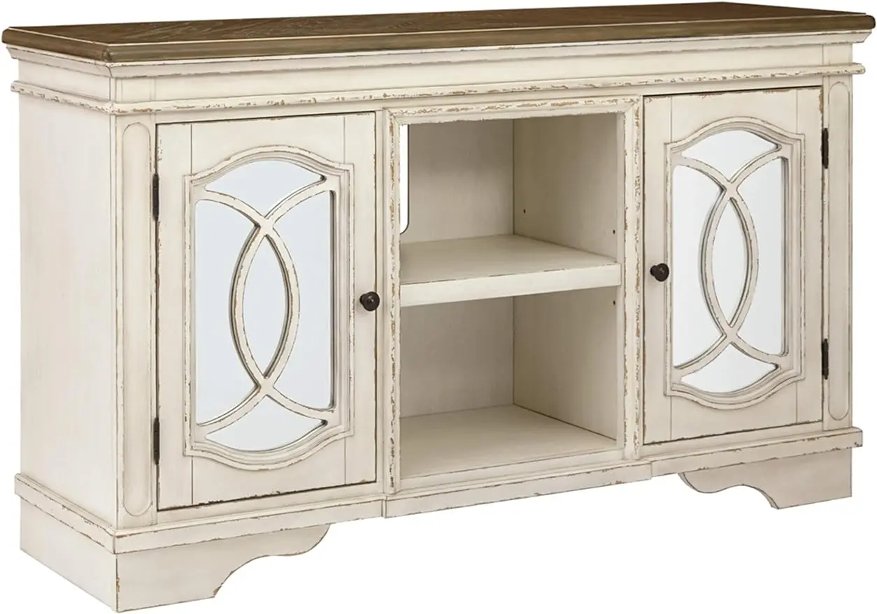 

Signature Design by Ashley Realyn French Country Two-Tone TV Stand, Fits TVs up to 60", White & Rustic Brown