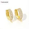 18K Gold Plated Brass With Zircon Round Earring Hooks,Hoop Earring Fittings For Women Jewelry Making,Accessories For Earring