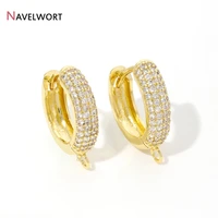 18K Gold Plated Brass With Zircon Round Earring Hooks,Hoop Earring Fittings For Women Jewelry Making,Accessories For Earring