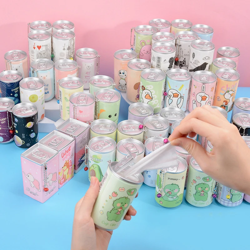 

30 Pcs Mini Carry-on Disposable Small Bottle Jar Wet Wipes Key Chain Pendant Wet Tissue Cleaning Supplies