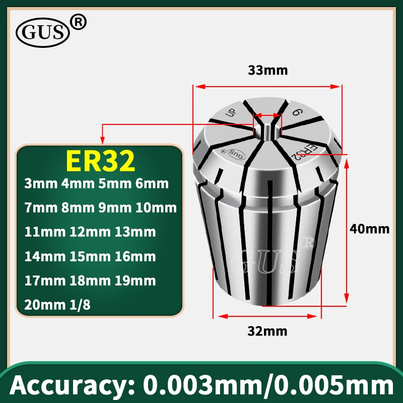 Hochpräzise ER11 ER16 ER20 ER25 ER32 ER Spannzangenfutter 0,003mm 0,005mm CNC Graviermaschine Fräswerkzeughalter Drehmaschine