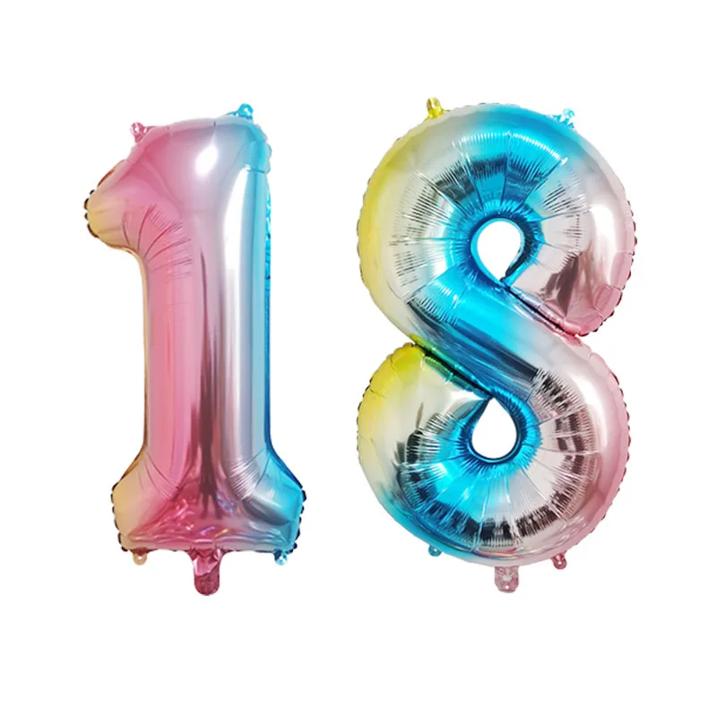 thumbnail image 1 of 2 globos de helio de 32 pulgadas, dorados, plateados, negros, azules y rojos, con números 16, 17, 18, 19, 20 y 21, suministros de decoración para fiestas de feliz cumpleaños, 1 of 5