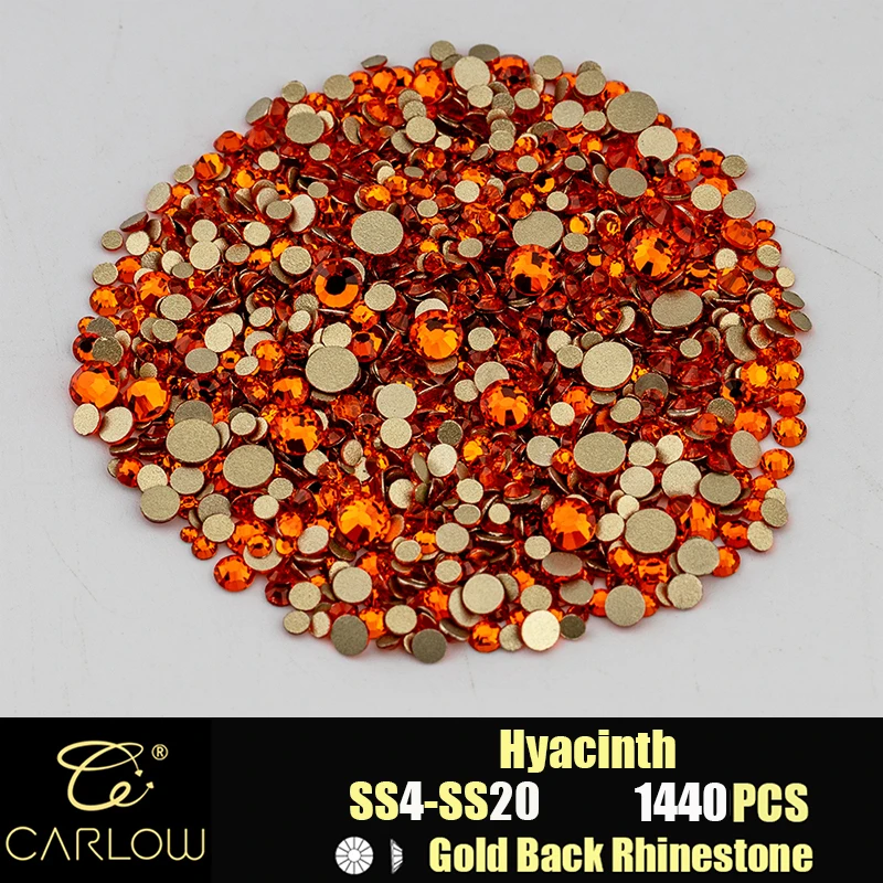 Shiny Gold Back Glass Crystal Rhinestones for DIY Crafts and Nail Art - 1440 Pieces