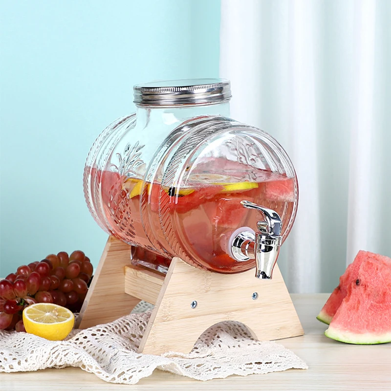 Glass Barrel Beverage Dispenser Decanter - 3 &Amp; 5 Liter