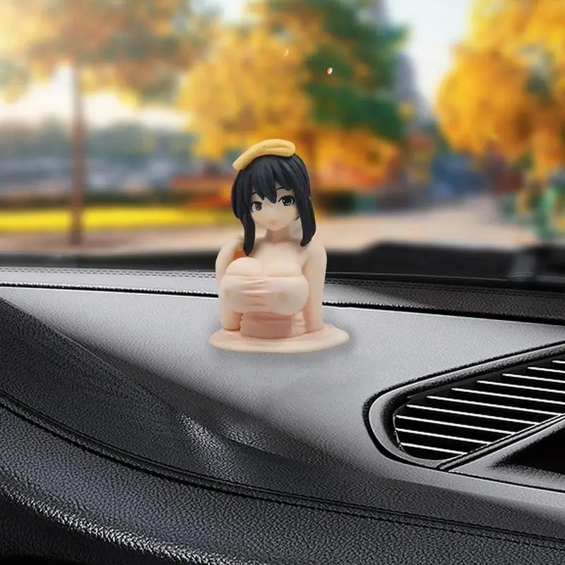 

car Miniature Dashboard Decor Cute Sexy Chest Shaking Ornaments Cartoon Kawaii Anime Statue auto Dashboard Sexy Doll Figurine