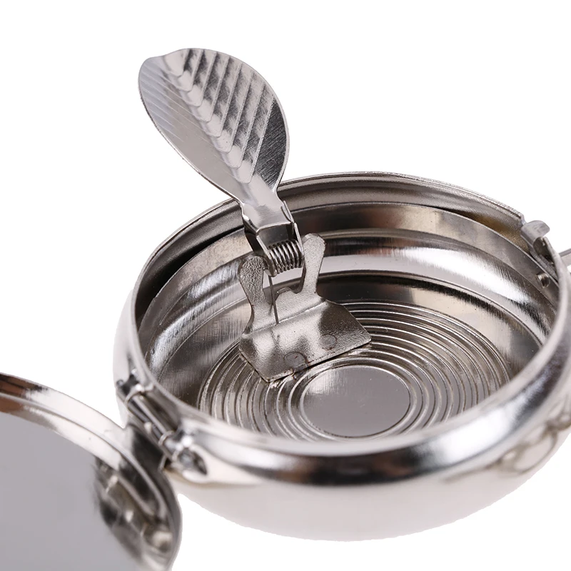 Stainless Steel Portable Ashtray with Key Chain and Cigarette Pocket
