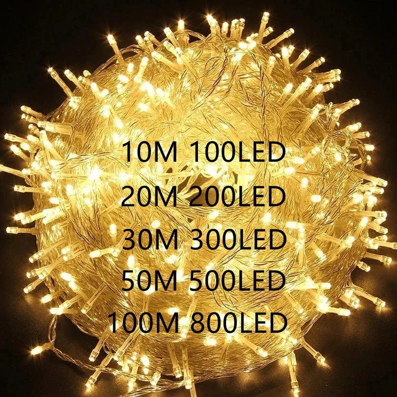 Fairy String Lights 110 /220 V Outdoor LED String Lights Garland 10-100M Waterproof Fairy Light Christmas Wedding Party Holiday Gardening Decoration