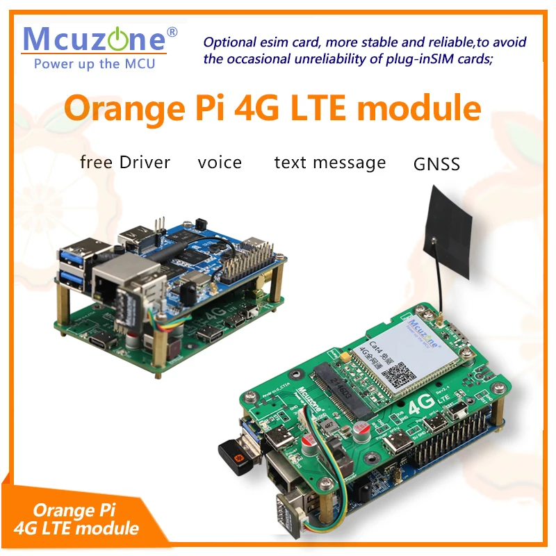 Modulo Orange Pi 4G Lte, Cat4/Huawei Me909S-821Ap V2/Eg25-G/Fibocom/Qualcomm/Gnss/Esim/Driver Gratuito/Ubuntu/Debian/Raspberrypi