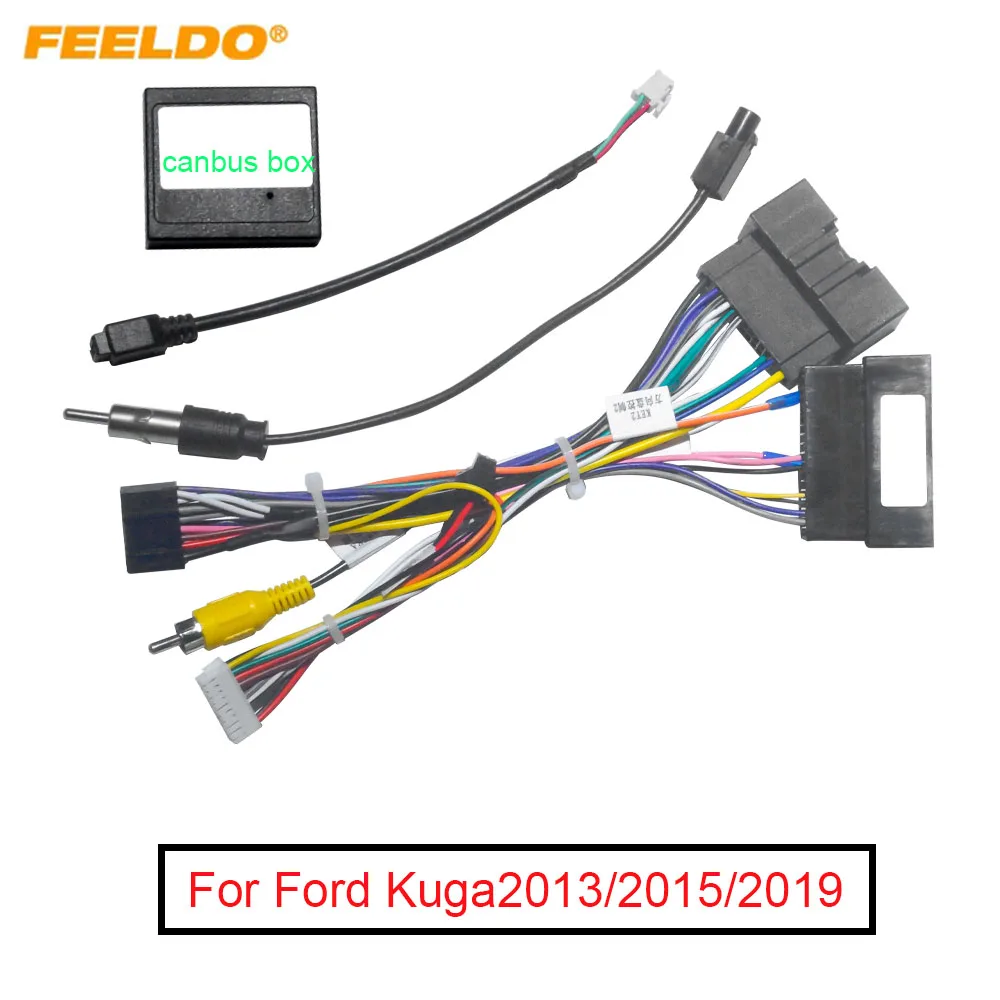 

FEELDO Car 16pin Audio Wiring Harness With Canbus Box For Ford Kuga(13/15/19) Auto Stereo Installation Wire Witih USB Adapter