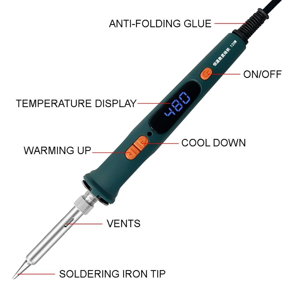 

1 Set Soldering Iron Digita Digital Display Soldering Pen Welder Supplies Welding 120W 200-600℃ 220V Electric LED