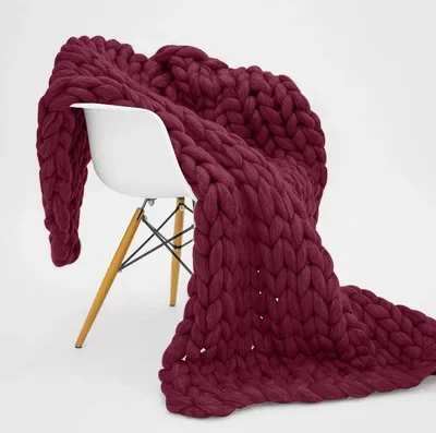 

New Soft Warm Large Handmade Knitted Coarse Woolen Blanket Pretty Gift For Winter Bed Sofa Girl All Season Sleeping Bag