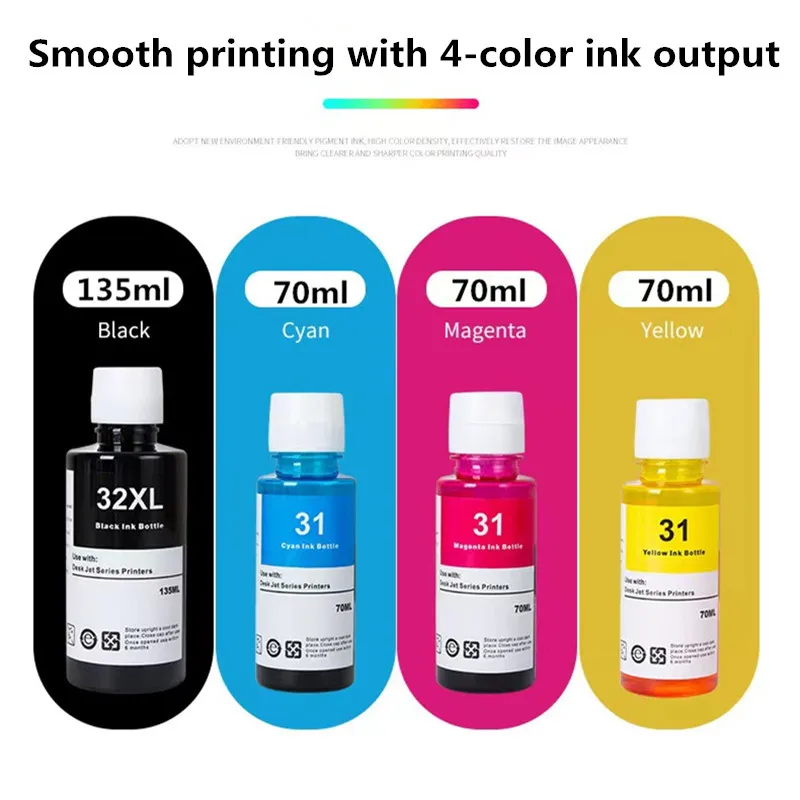 Ink Bottles Compatible With 31 32XL Refill Dye Ink Suitable For HP 7301 6001 7602 5101 7001 551 651 455 457 450 Printer Fil 4pcs