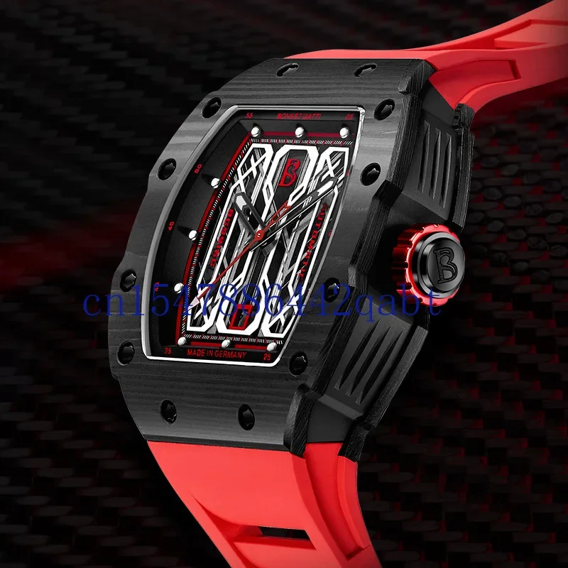 BONEST GATTI Brand Watch Men's Cool Business Carbon Fiber Mechanical Watch