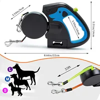 3m Retractable Dog Leash For Small Dogs Reflective Dual Pet Leash Lead 360 Swivel No Tangle Double Dog Walking Leash With Lights 4