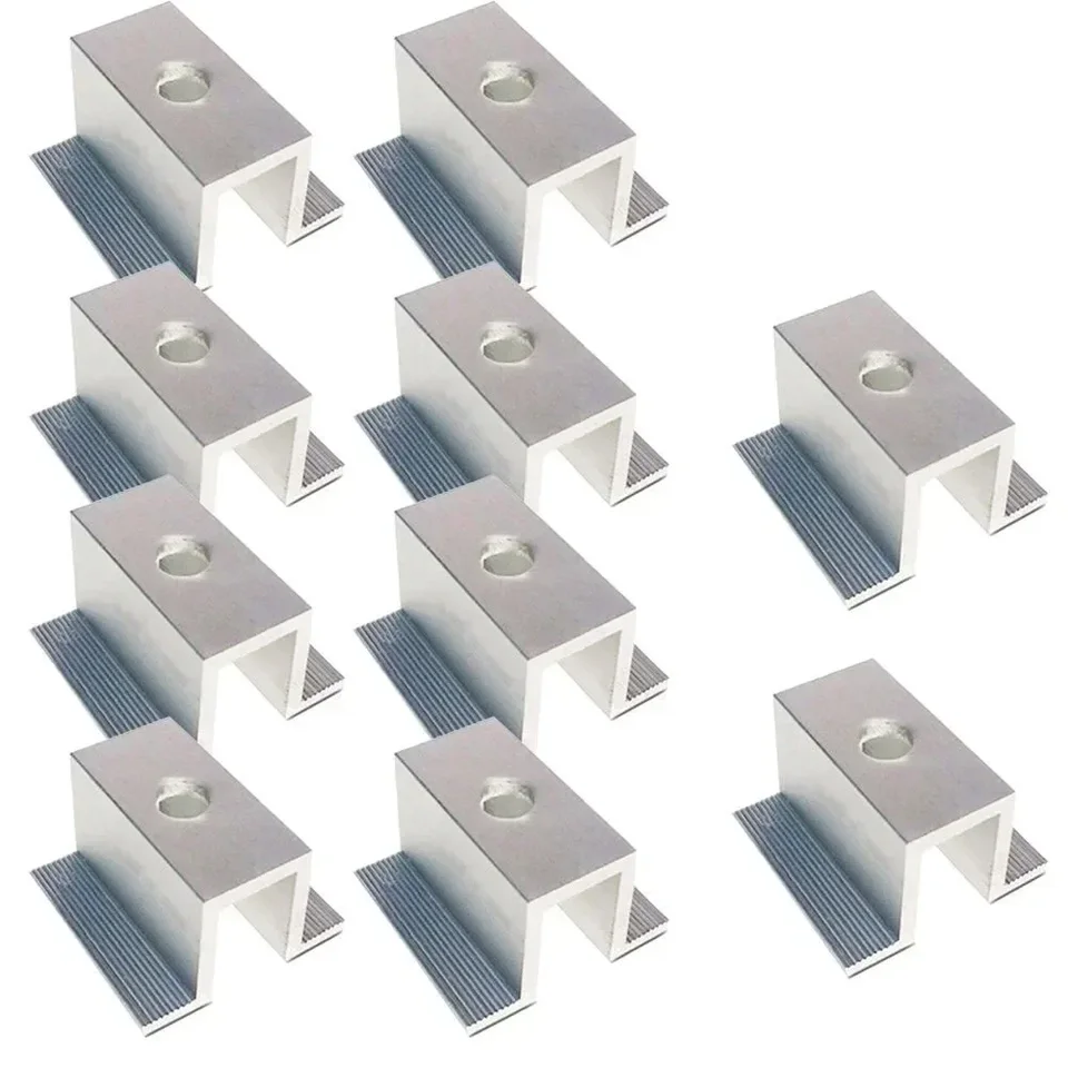 20 Piezas De Abrazadera Intermedia Para Paneles Solares - Soporte De Aluminio Para Módulos De 25-40 Mm, Compatible Con Perfiles De 20 Mm