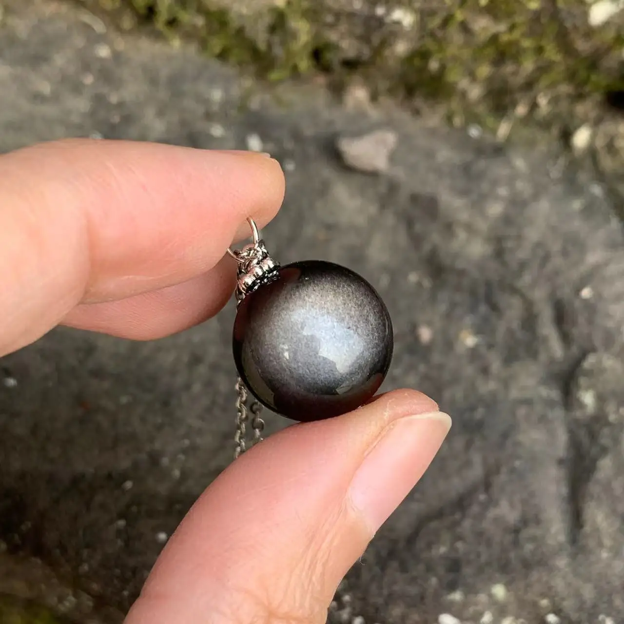 14MM Natural Obsidian Pendant Necklace Handmade Stones Healing Energy Gift
