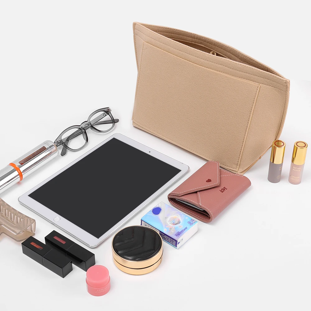 Make Up Organizer Felt Insert Bag for Women Handbag Travel Tote Inner Purse Portable Cosmetic Bags Fit Various Brand Bags