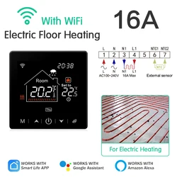 Smart WiFi Programmable Floor Heating Thermostat - Voice-Controlled Temperature Controller (16A Electric)