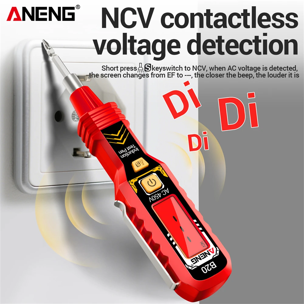 ANENG B20 지능형 전기 테스트 펜 크로스 드라이버 2-in-1 백라이트 색상 변경 알람 전기 테스트 장치
