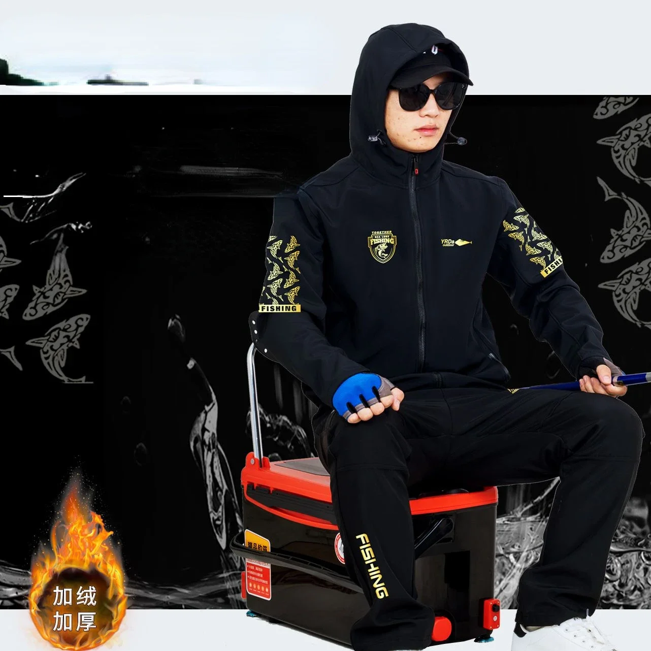 

2023 New Autumn and Winter Thick Fishing Suit Cold Proof and Warm Fishing Jacket Pants Two-piece Fishing Clothes for Men