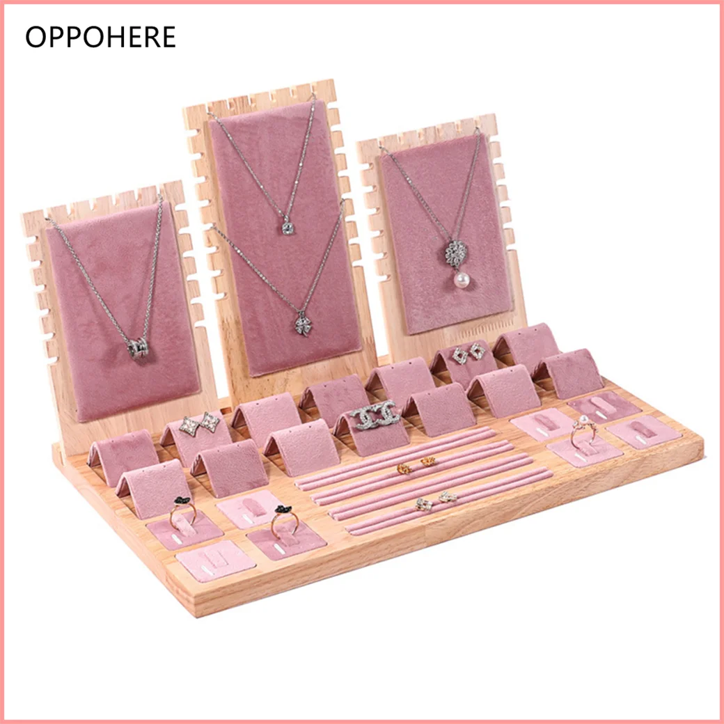 

Jewelry Display Stand Bamboo Showcase Large Capacity Jewellery Storage Holder Ear Studs Necklace Bracelet Earring Organizer Tray