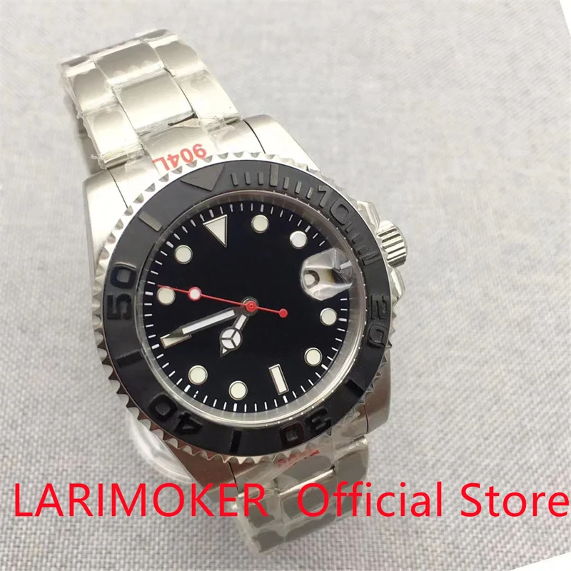 

LARIMOKER NH35A PT5000 MIYOTA, автоматические мужские часы черного, синего, синего, красного цвета с вставкой, 40 мм, чехол, браслет с лупой и лупой для даты