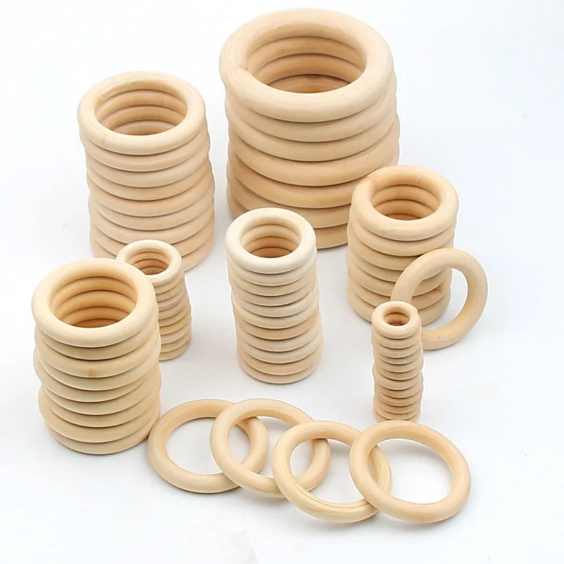 Unfinished Solid Natural Wooden Teething Ring Wood Lead-Free Beads For  Ornaments Connectors Jewelry Making Macrame