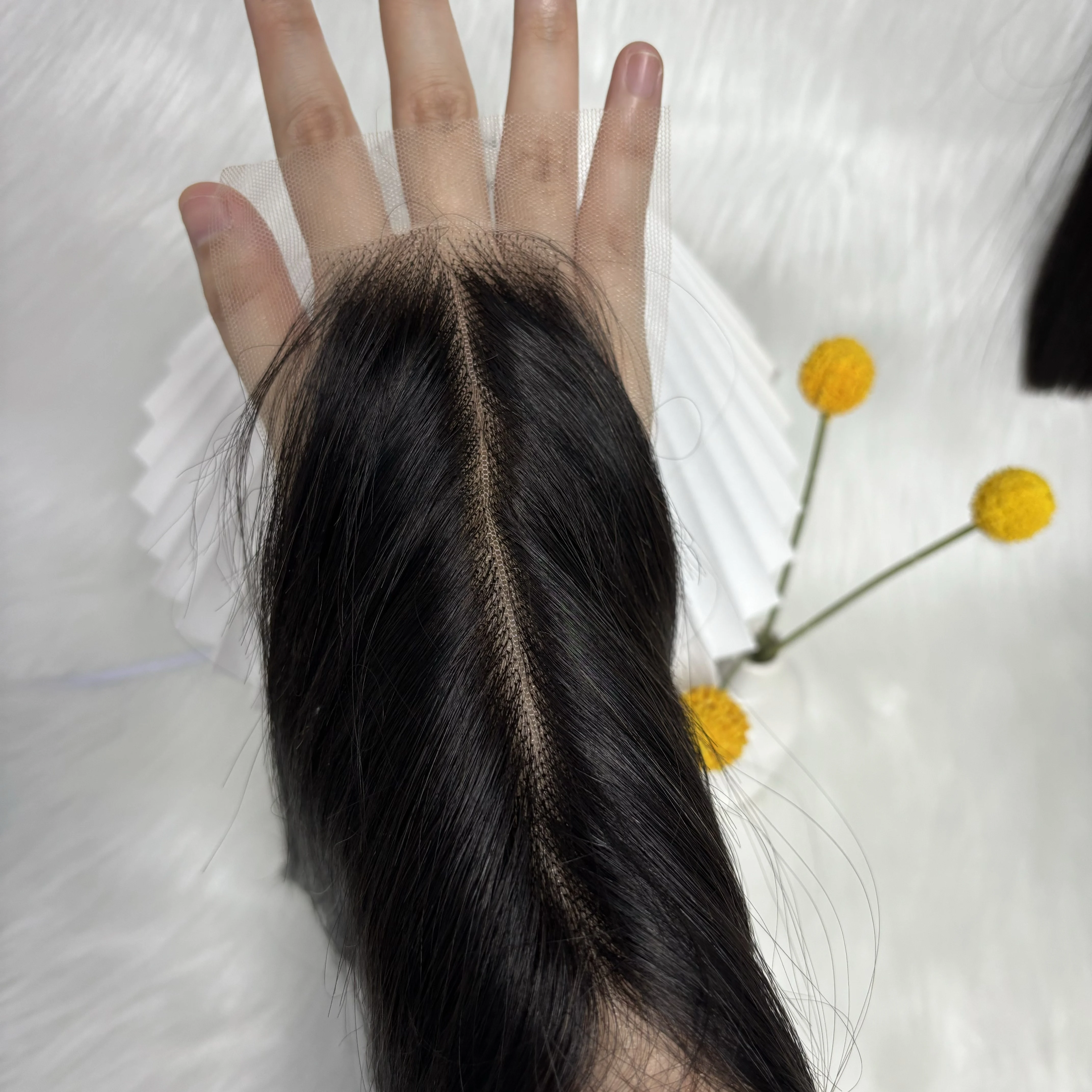 V Beauty Hair Super Big Lace Frontal 13X4 5X5 2X6 Transparent Lace Closure Invisible Melt Skin Raw Human Hair Straight 180%