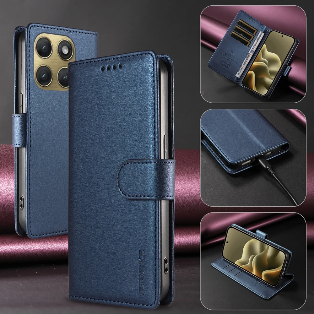 Magnetic RFID Blocking Leather Wallet Case with Card Slot & Shockproof Protection
