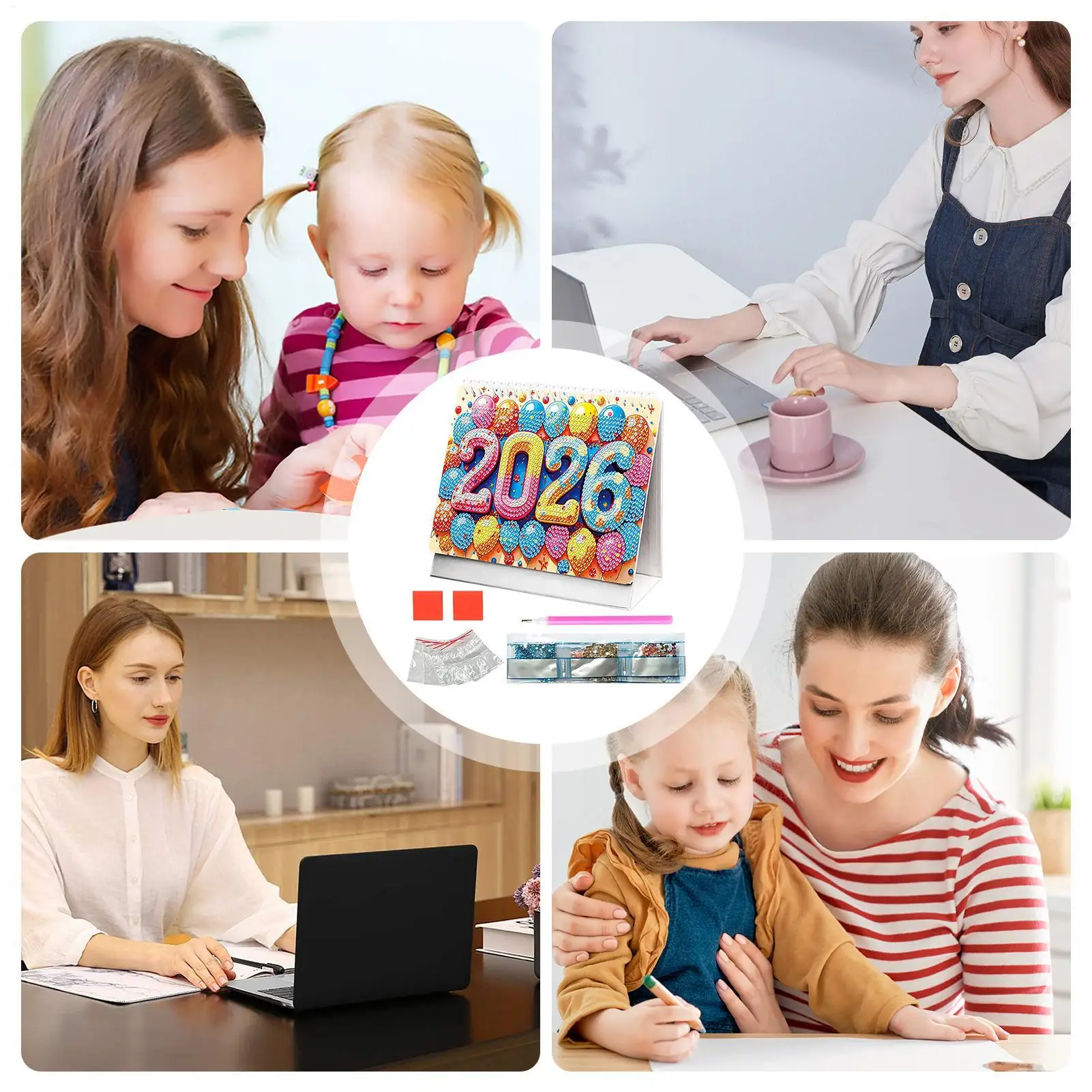 2026 Desktop Calendar Rhinestone Painting 2026 Desk Calendar Kit Monthly Planner Desktop Accessories For Teacher Student