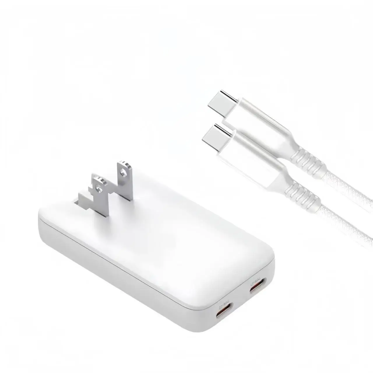 65W Flat GaN Charger, USB C Wall Charger with PPS, Folding Travel Adapter for Laptop Tablet Phone, Ultra Slim USB C Charger