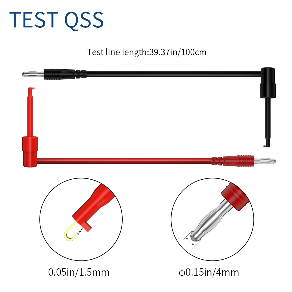 QSS 2ks červená černá multimetr krunýř vést 4MM banán zátka na krunýř hák klipů lanko bovdenu drát 100CM elektrický konektor Q.70057B